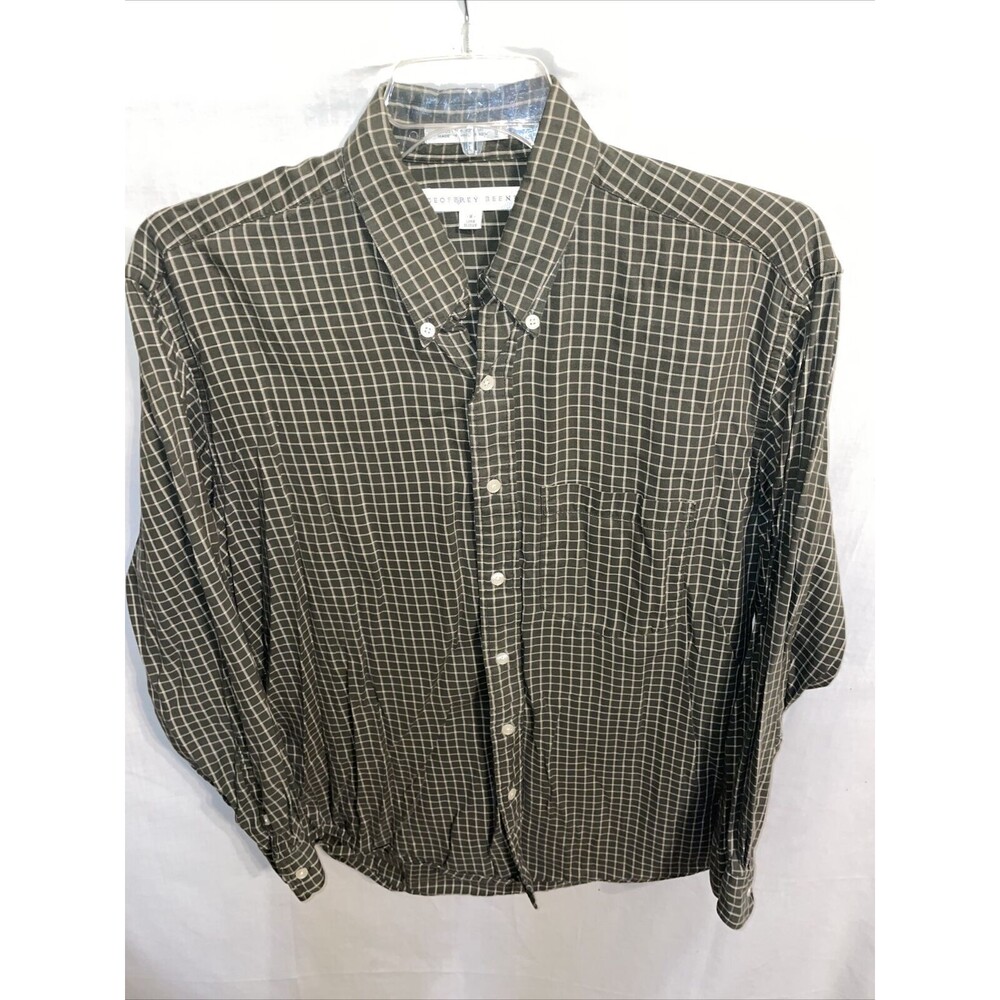 Geoffrey Beene Dress Shirt Men’s Size Medium Gray Striped Button Up Long Sleeve